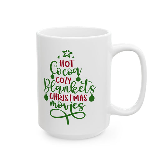 Christmas Gift Ceramic Mug, 15oz Coffee Tea Cocoa Cup for Grandparent, Present, Family Member, Holiday Mug, Xmas Drinkware